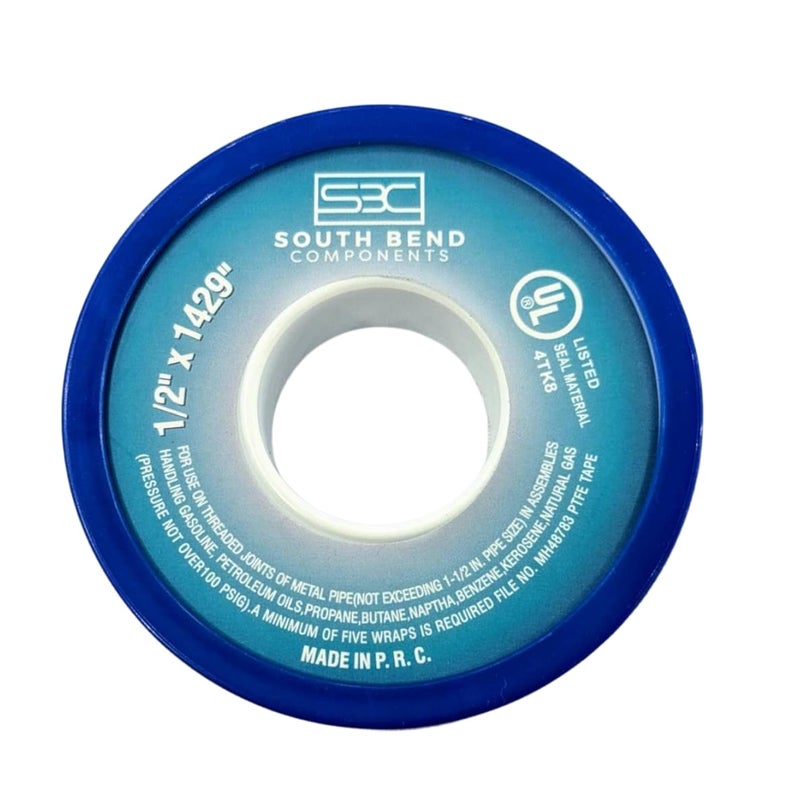 Sb Components 1/2 Inch x 1429 Inch 70885 PTFE Thread Seal Tape – Teflon Tape for Plumbing, Gas, Water, and Air Systems | Leak-Proof, Durable Thread Tape for Metal and Plastic Pipes (1-Pack) - Image 1